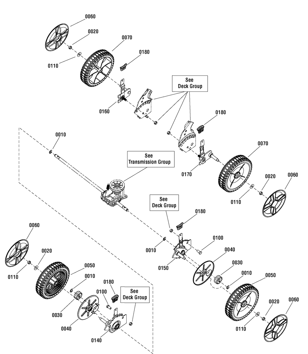 Wheels Group (7501776) Diagram and Parts List for 7800882-BTPD22675 2012 Briggs and Stratton Lawn Mower